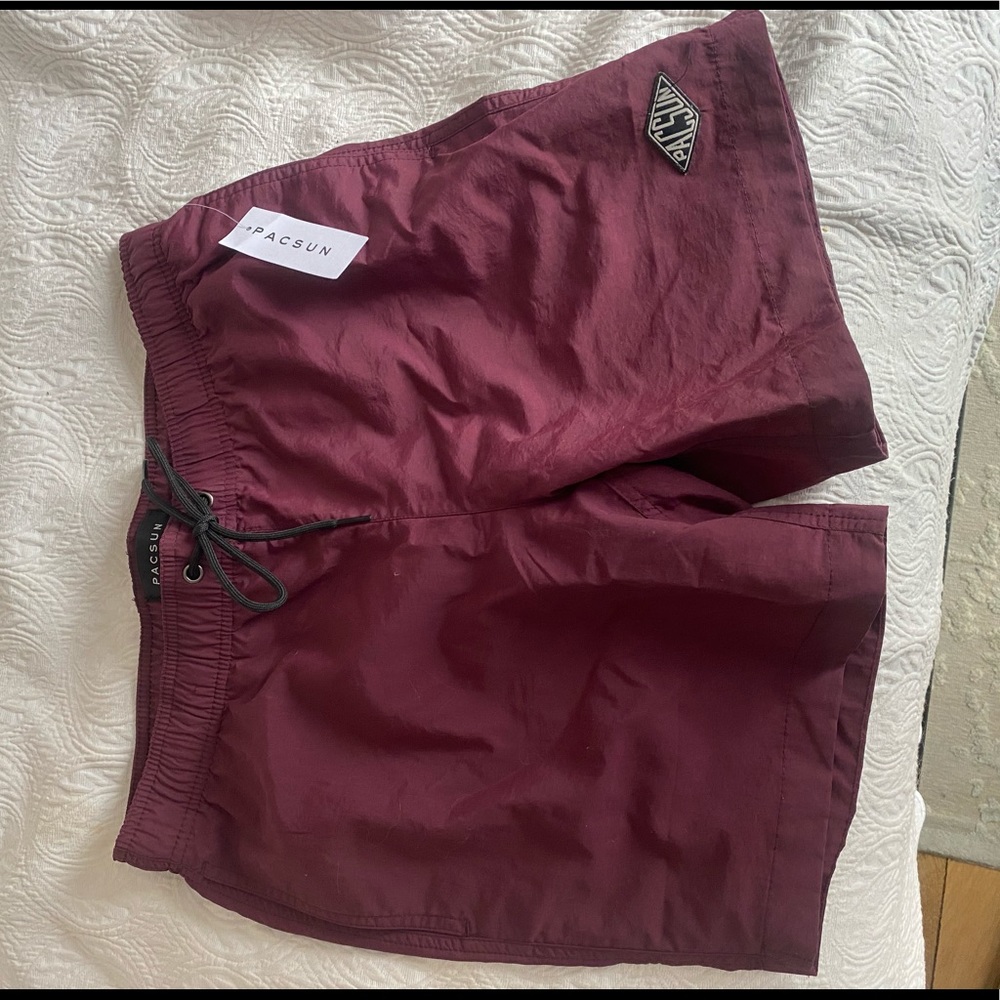 Men’s burgundy athletic shorts